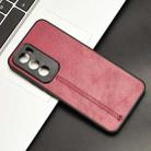 For OPPO Reno12 5G Global Cow Pattern Sewing Card Bag Phone Case(Red) - 2