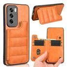For OPPO Reno12 5G Global Cow Pattern Sewing Card Bag Phone Case(Orange) - 1