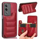 For OPPO K12x 5G / A3 Pro Global Cow Pattern Sewing Card Bag Phone Case(Red) - 1