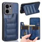 For OPPO Reno13 F 4G / 5G Cow Pattern Sewing Card Bag Phone Case(Blue) - 1