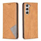 For Samsung Galaxy S25 5G Rhombus Texture Magnetic Leather Phone Case(Yellow) - 1