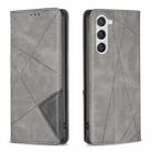 For Samsung Galaxy S25 5G Rhombus Texture Magnetic Leather Phone Case(Grey) - 1