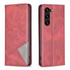 For Samsung Galaxy S25+ 5G Rhombus Texture Magnetic Leather Phone Case(Red) - 1