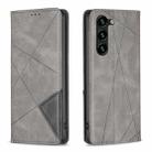 For Samsung Galaxy S25+ 5G Rhombus Texture Magnetic Leather Phone Case(Grey) - 1