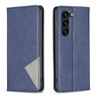 For Samsung Galaxy S25+ 5G Rhombus Texture Magnetic Leather Phone Case(Blue) - 1