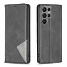 For Samsung Galaxy S25 Ultra 5G Rhombus Texture Magnetic Leather Phone Case(Black) - 1