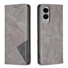 For Samsung Galaxy S25 Edge 5G Rhombus Texture Magnetic Leather Phone Case(Grey) - 1