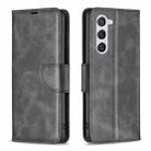 For Samsung Galaxy S25 5G Lambskin Texture Pure Color Flip Leather Phone Case(Black) - 1