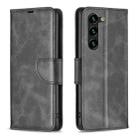 For Samsung Galaxy S25+ 5G Lambskin Texture Pure Color Flip Leather Phone Case(Black) - 1