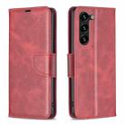 For Samsung Galaxy S25+ 5G Lambskin Texture Pure Color Flip Leather Phone Case(Red) - 1