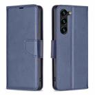 For Samsung Galaxy S25+ 5G Lambskin Texture Pure Color Flip Leather Phone Case(Blue) - 1