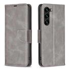For Samsung Galaxy S25+ 5G Lambskin Texture Pure Color Flip Leather Phone Case(Grey) - 1