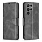 For Samsung Galaxy S25 Ultra 5G Lambskin Texture Pure Color Flip Leather Phone Case(Black) - 1