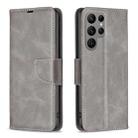 For Samsung Galaxy S25 Ultra 5G Lambskin Texture Pure Color Flip Leather Phone Case(Grey) - 1