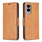 For Samsung Galaxy S25 Edge 5G Lambskin Texture Pure Color Flip Leather Phone Case(Yellow) - 1