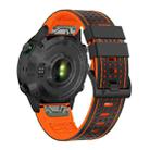 For Garmin Fenix 7X 26mm Dot Hole Silicone Leather Quick Release Watch Band(Black Orange) - 2