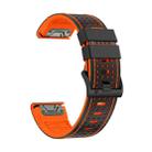 For Garmin Fenix 7X 26mm Dot Hole Silicone Leather Quick Release Watch Band(Black Orange) - 3