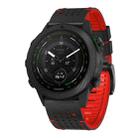 For Garmin Fenix 7X 26mm Dot Hole Silicone Leather Quick Release Watch Band(Black Red) - 1