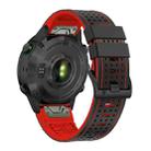 For Garmin Fenix 7X 26mm Dot Hole Silicone Leather Quick Release Watch Band(Black Red) - 2