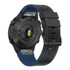 For Garmin Fenix 7X 26mm Dot Hole Silicone Leather Quick Release Watch Band(Black Blue) - 2