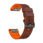 For Garmin Fenix 7X 26mm Dot Hole Silicone Leather Quick Release Watch Band(Coffee Orange) - 3
