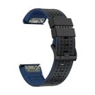 For Garmin Fenix 7 22mm Dot Hole Silicone Leather Quick Release Watch Band(Black Blue) - 3