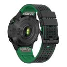 For Garmin Fenix 7 22mm Dot Hole Silicone Leather Quick Release Watch Band(Black Green) - 2