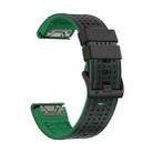 For Garmin Fenix 7 22mm Dot Hole Silicone Leather Quick Release Watch Band(Black Green) - 3
