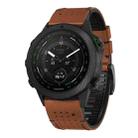 For Garmin Fenix 7 22mm Dot Hole Silicone Leather Quick Release Watch Band(Brown Black) - 1