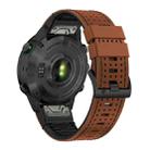 For Garmin Fenix 7 22mm Dot Hole Silicone Leather Quick Release Watch Band(Brown Black) - 2