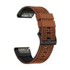 For Garmin Fenix 7 22mm Dot Hole Silicone Leather Quick Release Watch Band(Brown Black) - 3