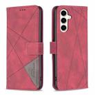 For Samsung Galaxy S24 FE 5G Magnetic Buckle Rhombus Texture Leather Phone Case(Red) - 1