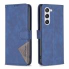 For Samsung Galaxy S25 5G Magnetic Buckle Rhombus Texture Leather Phone Case(Blue) - 1