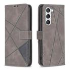 For Samsung Galaxy S25 5G Magnetic Buckle Rhombus Texture Leather Phone Case(Grey) - 1