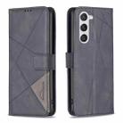 For Samsung Galaxy S25 5G Magnetic Buckle Rhombus Texture Leather Phone Case(Black) - 1