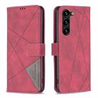 For Samsung Galaxy S25+ 5G Magnetic Buckle Rhombus Texture Leather Phone Case(Red) - 1