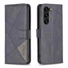 For Samsung Galaxy S25+ 5G Magnetic Buckle Rhombus Texture Leather Phone Case(Black) - 1