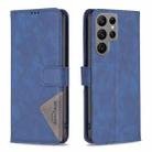 For Samsung Galaxy S25 Ultra 5G Magnetic Buckle Rhombus Texture Leather Phone Case(Blue) - 1