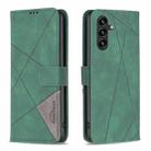 For Samsung Galaxy S25 FE 5G Magnetic Buckle Rhombus Texture Leather Phone Case(Green) - 1