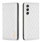 For Samsung Galaxy S25 5G Diamond Lattice Magnetic Leather Flip Phone Case(White) - 1