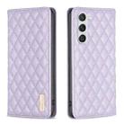 For Samsung Galaxy S25 5G Diamond Lattice Magnetic Leather Flip Phone Case(Purple) - 1