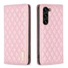 For Samsung Galaxy S25+ 5G Diamond Lattice Magnetic Leather Flip Phone Case(Pink) - 1