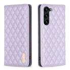 For Samsung Galaxy S25+ 5G Diamond Lattice Magnetic Leather Flip Phone Case(Purple) - 1