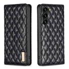 For Samsung Galaxy S25+ 5G Diamond Lattice Magnetic Leather Flip Phone Case(Black) - 1