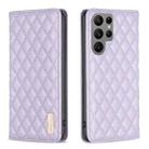 For Samsung Galaxy S25 Ultra 5G Diamond Lattice Magnetic Leather Flip Phone Case(Purple) - 1