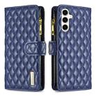 For Samsung Galaxy S24 FE 5G Diamond Lattice Zipper Wallet Leather Flip Phone Case(Blue) - 1