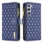 For Samsung Galaxy S25+ 5G Diamond Lattice Zipper Wallet Leather Flip Phone Case(Blue) - 1