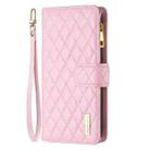 For Samsung Galaxy S25+ 5G Diamond Lattice Zipper Wallet Leather Flip Phone Case(Pink) - 3