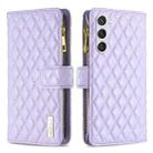For Samsung Galaxy S25+ 5G Diamond Lattice Zipper Wallet Leather Flip Phone Case(Purple) - 1