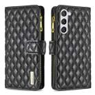 For Samsung Galaxy S25+ 5G Diamond Lattice Zipper Wallet Leather Flip Phone Case(Black) - 1